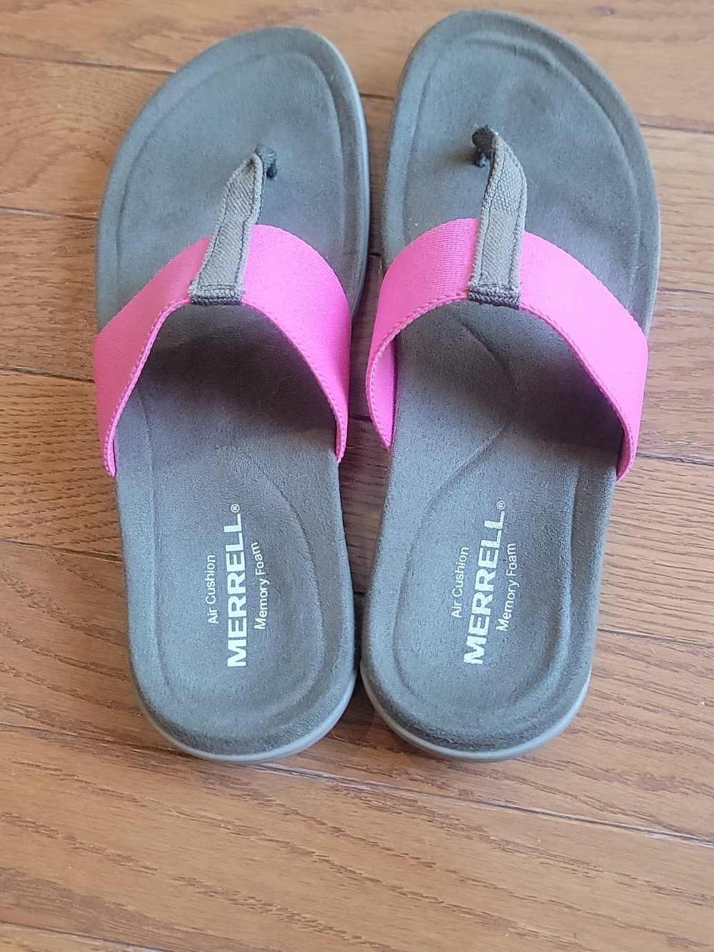 Merrell Women's Pink and Olive Flip Flop Sandals Size 5